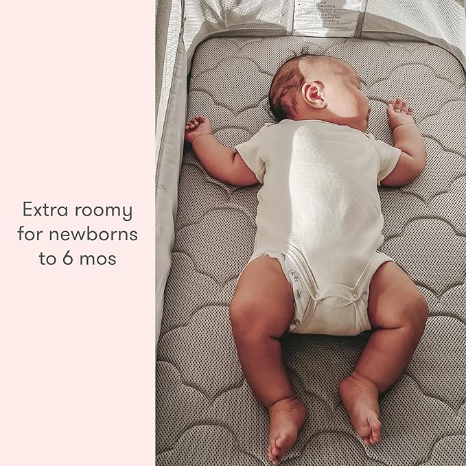 Newton Baby Bassinet & Bedside Sleeper with Mattress & Sheet - Ultra-Breathable & Completely Washable, Removable Dual-Layer Cover | Solid Birch Frame Adjustable Height & Infant Access Opening
