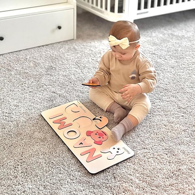 Custom Handmade Puzzles for Toddlers, Multi Color Scheme Options Wooden Name Puzzle, Easter Gifts, New Baby Gifts, Birthday Gift for Baby, Kid, Toddler, Toddler Toy