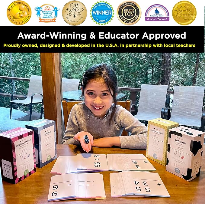 681 Award-Winning Math Flash Cards + Dice – Learn Addition, Subtraction, Multiplication & Division Facts 0–12 – Color-Coded with Games, Charts & Sorting Tabs – Grades K–6 – Jumbo Size (5.2” x 3.1”)