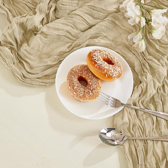 Cheesecloth Table Runner 10FT Long Boho Gauze Table Runner Rustic Sheer Runner for Wedding Bridal Baby Shower Birthday Party Table Decor Thanksgiving Christmas (Beige, 6 Pack)