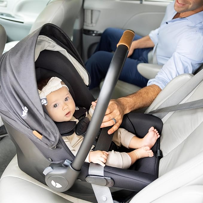 Joie Mint Latch Base-Free Infant Car Seat – Lightweight, Built-in Rigid Latch Connectors and Side-Impact Protection – No Base Installation Required, Travel-Friendly Design (Shale Dark)