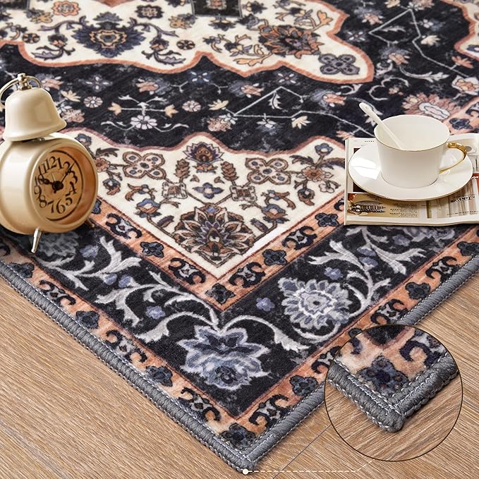 Ciicool Washable Runners Area Rug for Hallways, Ultra Soft 2'6 "x8' ft Boho Print Non-Slip Vintage Oriental Medallion Long Carpet for Kitchen Bedroom Laundry Bathroom