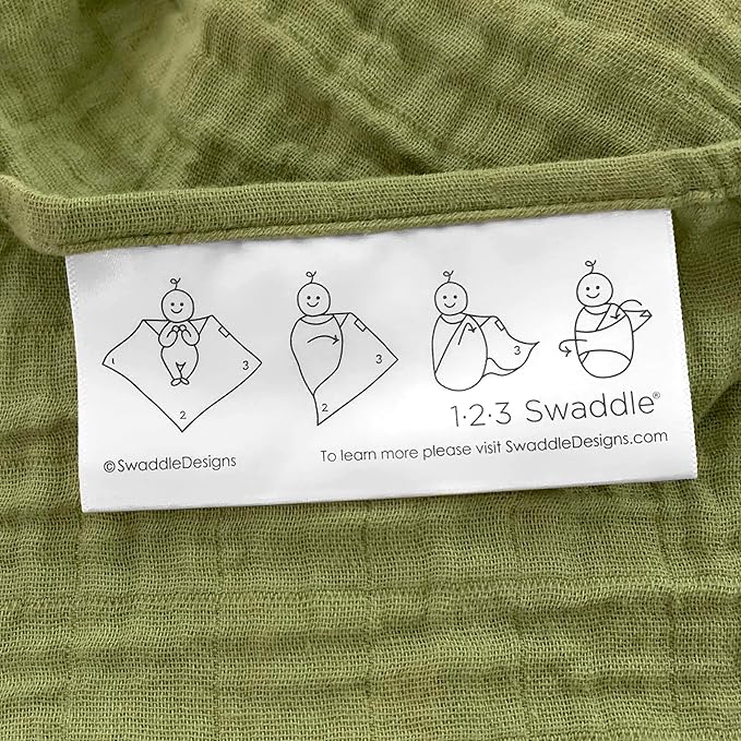 SwaddleDesigns Cotton Muslin Swaddle Blanket, Receiving Blanket for Baby Boys & Girls, Best Registry Gift, 46x46 inches, Green Turtle