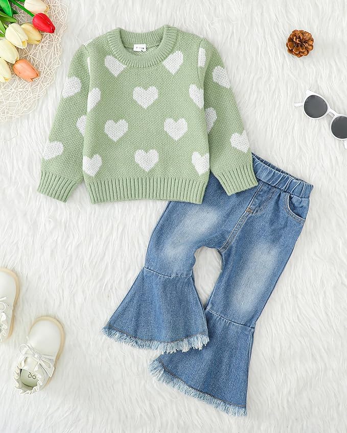 Mioglrie Toddler Girl Clothes Little Girl Denims Outfits Jeans Pants Set Little Baby Toddler Baby Clothes for Girl