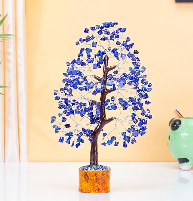 Lapis Lazuli Crystal Tree of Life Healing Crystals Spiritual Blue Shelf Decorations & Crystal Decor Feng Shui Table Decor Gifts for Men Dad & Boyfriend or Perfect Housewarming Home Accents Gift