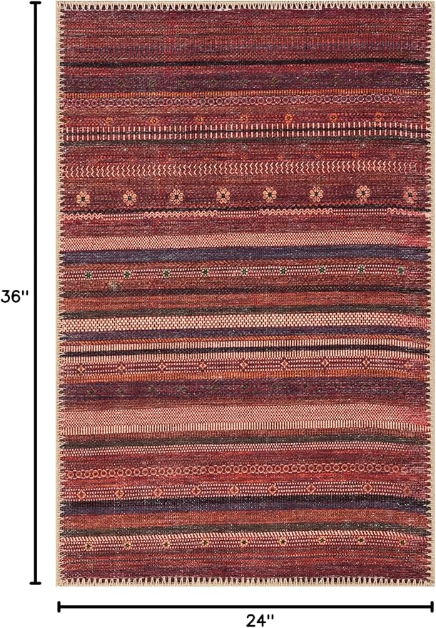 Keen Home Design 2x3 Rug - Machine Washable Entry Rug with Non-Slip Backing, Ideal for Enteryway, Kitchen, Bathroom, Laundry Room - Vintage, Easy Clean, Durable, Low Pile Rug - (2' x 3')