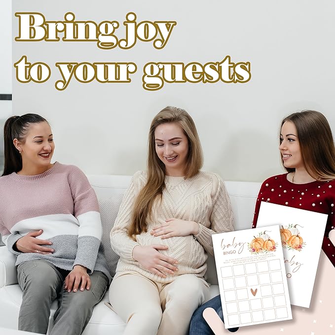 Baby Shower Games: Thanksgiving Bingo, Gender Reveal Party Decorations - 25 Sets
