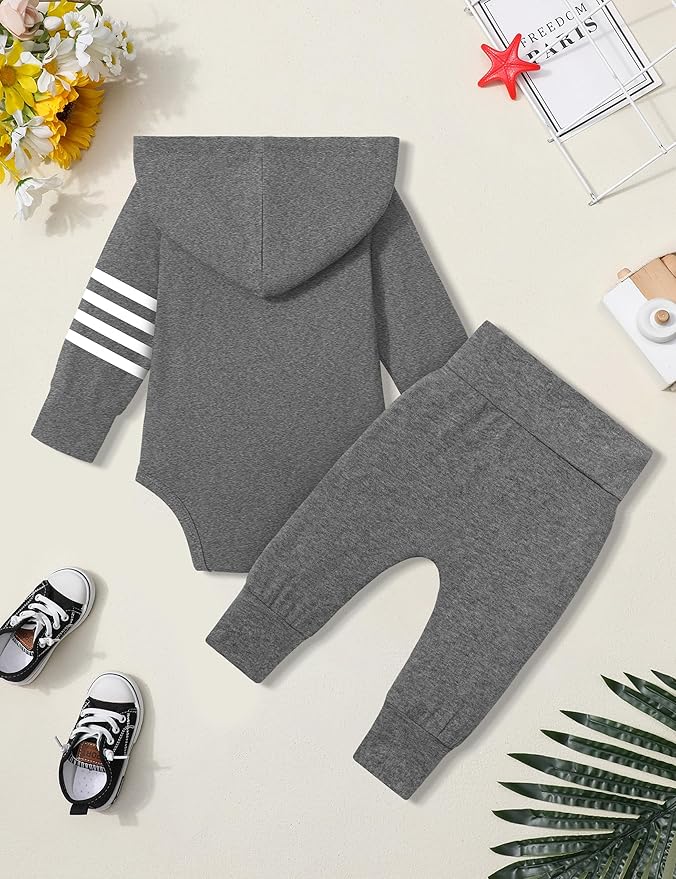 Fommy Newborn Baby Boy Clothes Plaid Letter Print Long Sleeve Hoodies + Long Pants 2PCS Fall Winter Outfits Set