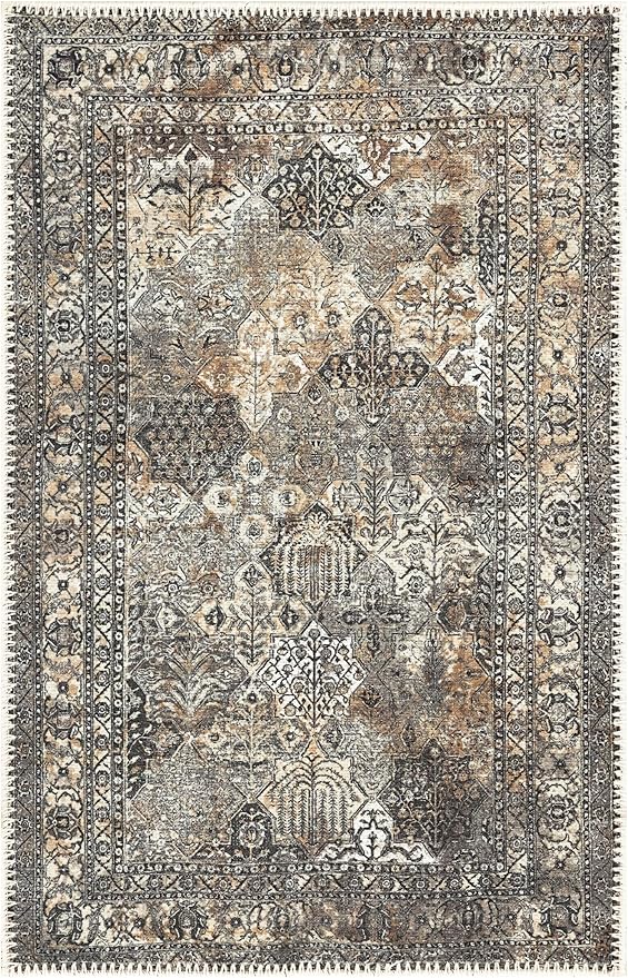 Keen Home Design 2x3 Rug - Machine Washable Entry Rug with Non-Slip Backing, Ideal for Enteryway, Kitchen, Bathroom, Laundry Room - Vintage, Easy Clean, Durable, Low Pile Rug - (2' x 3')