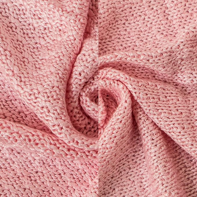 NTBAY Cable Knit Cooling Toddler Blanket, Soft and Breathable Baby Blanket 30x40 Inches Made from Rayon Derived from Bamboo for Crib, Stroller, Nursery, Pink