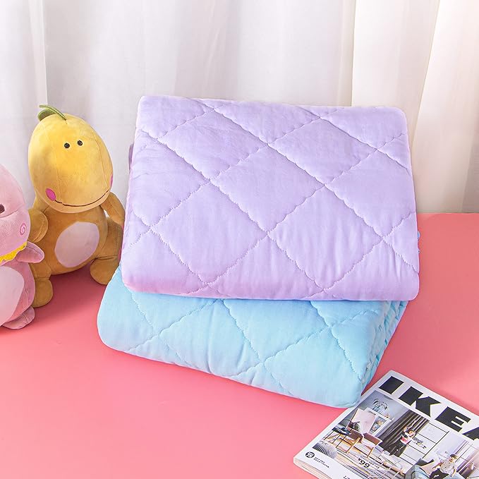 NTBAY Down Alternative Toddler Comforter, Lightweight and Warm Solid Color Baby Crib Quilted Blanket, 39x47 inches, Light Purple