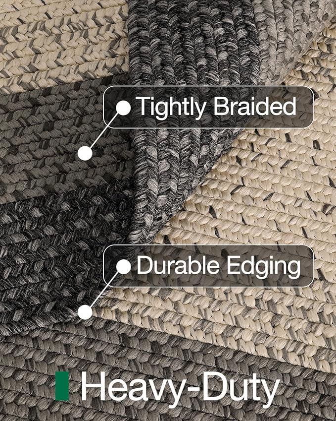 LUMI Area Rug 4x6 for Living Room, Natural Handwoven Rugs Non Slip, Farmhouse Braided Carpets No Shedding for High Traffic, Dining Room, Indoor, Outdoor, Patio