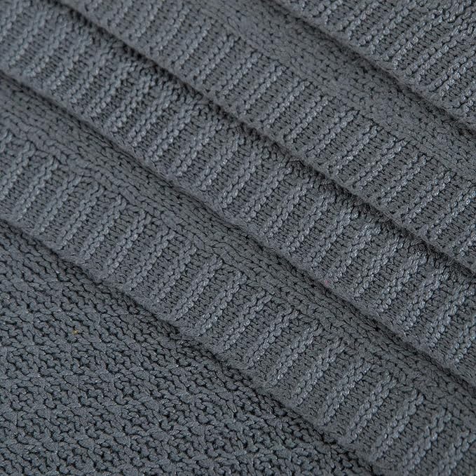 NTBAY Cable Knit Cooling Bed Blanket, Soft and Breathable Oversized Twin Bed Blanket 60x80 Inches Made from Rayon Derived from Bamboo for Bedroom, Travel, Dark Grey