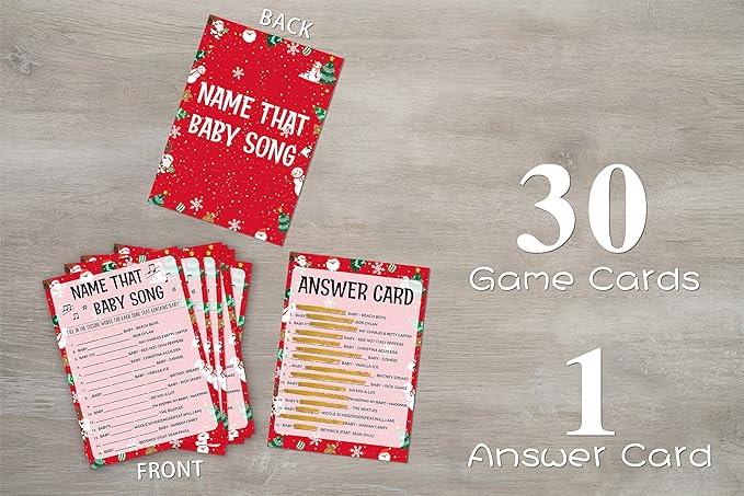 Baby Shower Game Cards - Baby Song Game, Gender Neutral Party Cards - Set of 30