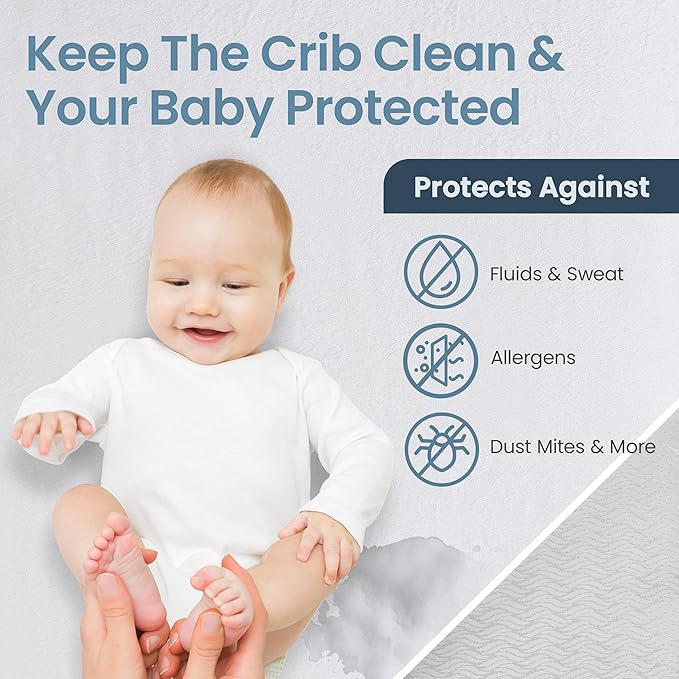 SafeRest Zippered Mattress Protector - Premium 6 Inch Waterproof Mattress Cover for Bed - Breathable & Noiseless Washable Mattress Encasement - Crib