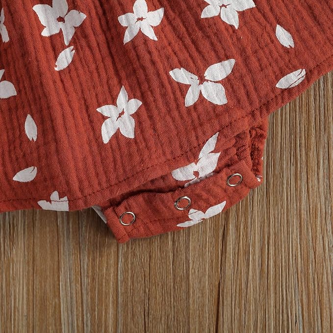Baby Girls Floral Cotton Leotard Romper Newborn Daisy Playsuits Ruffled Sleeve Onesie Infant Jumpsuit Clothes Headband