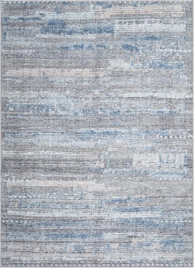 Bloom Rugs Washable Non-Slip 3' x 5' Rug - Gray/Blue/Blush Modern Abstract Area Rug for Living Room, Bedroom, Dining Room, and Kitchen - Exact Size: 3' x 5'