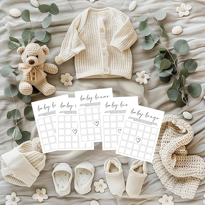 ZIIUFRN Baby Shower Games(5" X 7"), 30 Sets Modern Black and White Baby Bingo Guess Gift Game Cards, Boy Girl Gender Neutral Baby Shower Supplies-B07