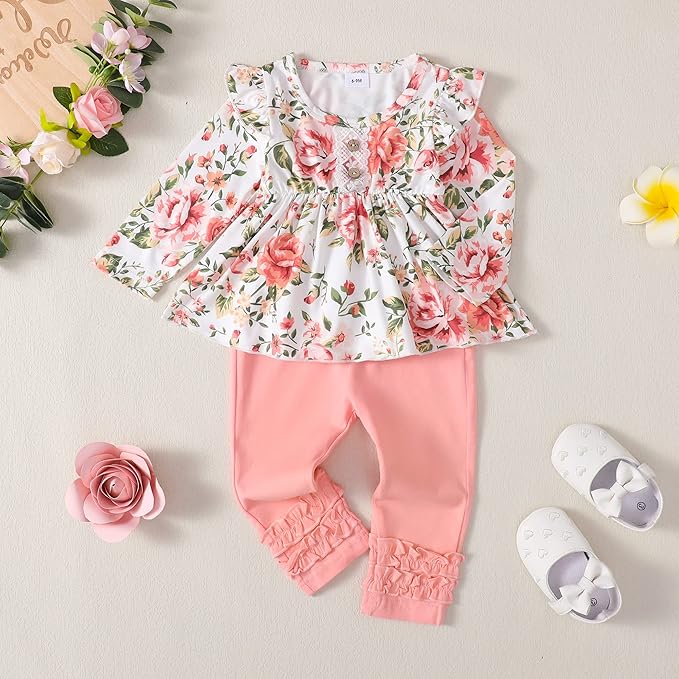 Baby Girl Clothes Toddler Girl Outfits Ruffle Shirt Pants Cute Infant Outfit Set Baby Girl Fall Winter Clothes
