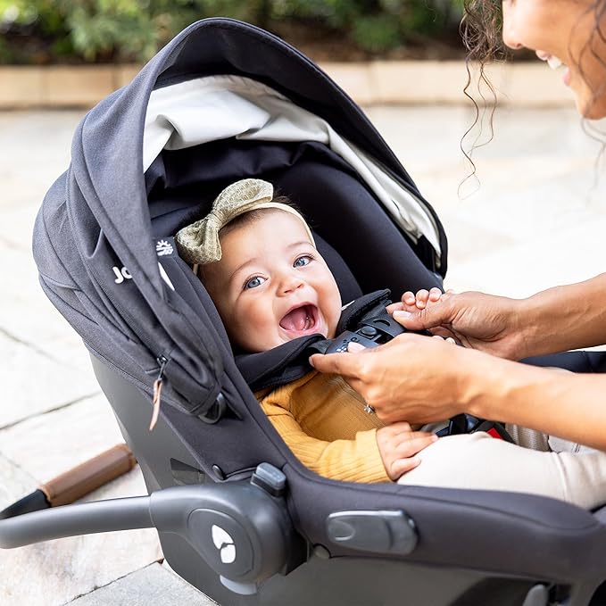 Joie Mint Latch Base-Free Infant Car Seat – Lightweight, Built-in Rigid Latch Connectors and Side-Impact Protection – No Base Installation Required, Travel-Friendly Design (Shale Dark)