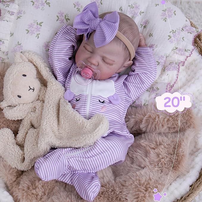 Milidool Realistic Reborn Baby Dolls - 20 Inch Lifelike Newborn Baby Doll Girl Real Life Baby Dolls with Weighted Soft Body for Kids Age 3+