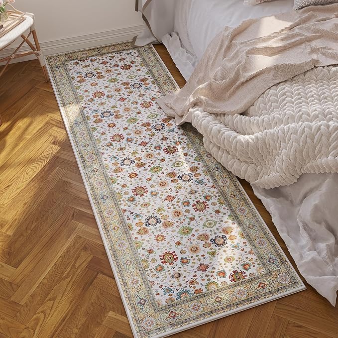 Runner Rug for Hallways Kitchen Rug Non Slip 2'6''x8' Washable Rugs with Rubber Backing Soft Carpet for Hallways, Kitchen, Laundry, Bedroom, Bathroom (Colorful)