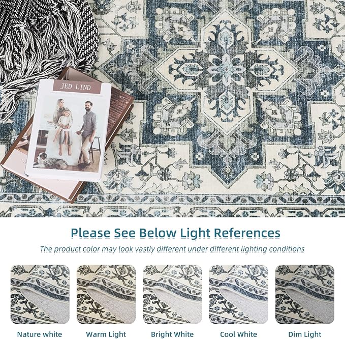 Dripex Vintage Runner Rug-2x8 Washable Distressed Hallway Runner Oriental Medallion Carpet Non-Slip Stain-Resistant Kitchen Mat Foldable Thin Accent Rug for Entrance Living Room Bedroom