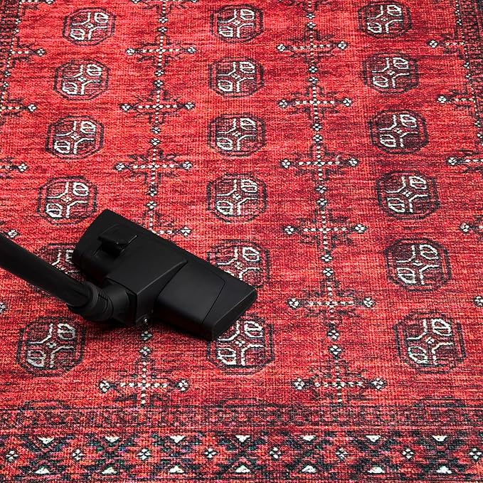 Keen Home Design 8x10 Rug - Machine Washable Area Rug with Non-Slip Backing, Ideal for Living Room, Dining Room, Bedroom - Vintage, Easy Clean, Durable, Low Pile Rug - (8' x 10')