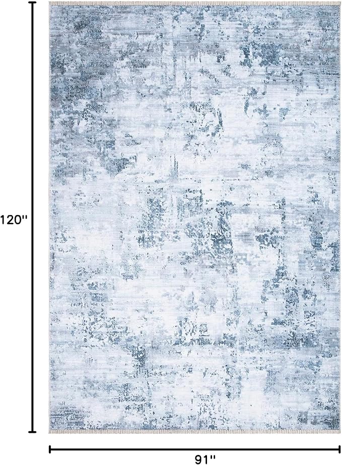 Bloom Rugs Caria Washable Non-Slip 8x10 Rug - Blue/Gray Modern Abstract Area Rug for Living Room, Bedroom, Dining Room, and Kitchen - Exact Size: 7'8" x 10'