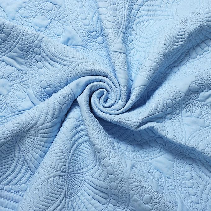 Embossed Baby Quilt Neutral Durable Lightweight Baby Blankets Four Seasons Cotton Nursery Bed Blankets for Personlized Monogram 46x36 Inches (Baby Blue)