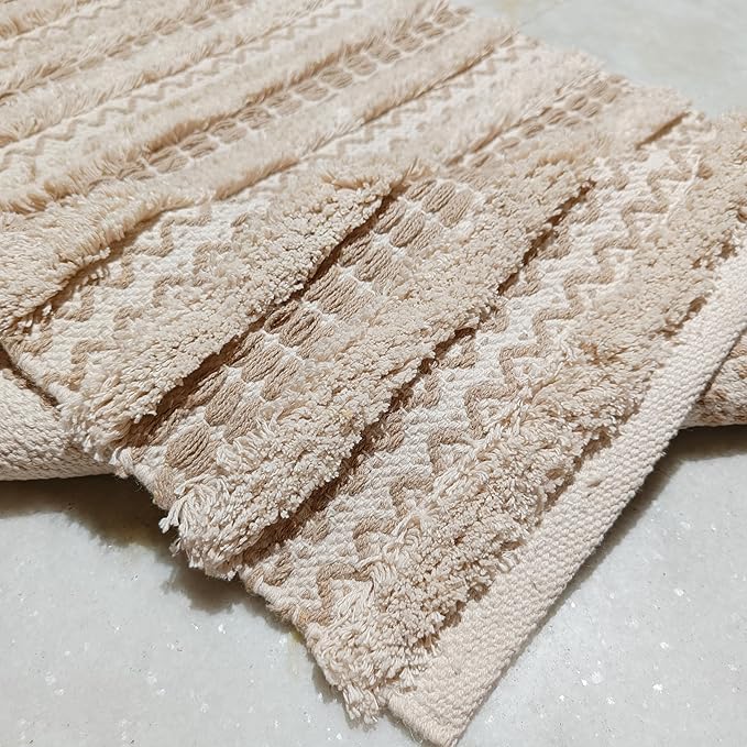Bedding Craft Runner Rug 2x6' Washable Kitchen Rugs with Tassels Indoor Farmhouse Rugs for Bedroom Aesthetic Tufted Rug for Laundry Room Doorway Living Room_Off White Natural