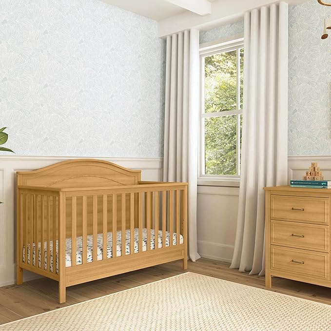 DaVinci Charlie 4-in-1 Convertible Crib - GREENGUARD Gold Certified - Wooden Baby Crib Convertible to Toddler Bed, Daybed, and Full-Size Baby Bed with 4 Adjustable Heights - Easy to Assemble - Honey