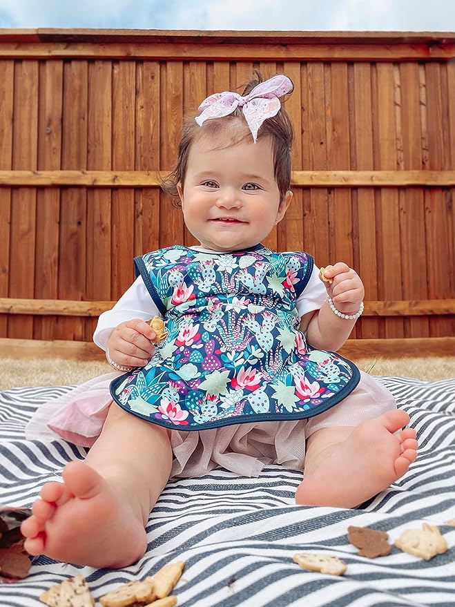 BapronBaby Desert Floral Bapron - No Neck Tie Safer Bib for Baby & Toddler - Soft Waterproof Stain Resistant - Machine Washable - Sz Preschool 3-5yrs