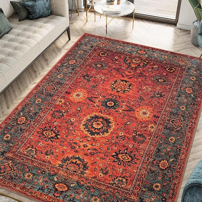 Keen Home Design 3x5 Rug - Machine Washable Entry Rug with Non-Slip Backing, Ideal for Enteryway, Kitchen, Bathroom, Laundry Room - Vintage, Easy Clean, Durable, Low Pile Rug - (3' x 5')