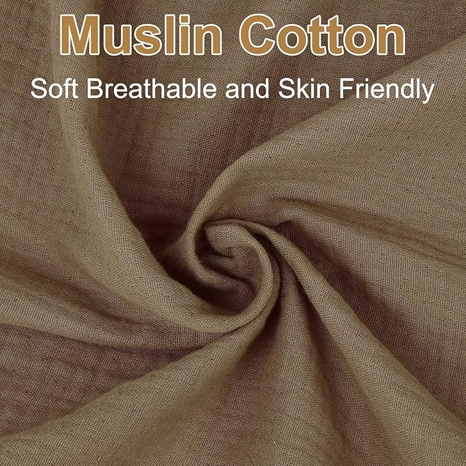 Muslin Changing Pad Cover for Baby Girls Boys-2 Pack 17"x 33" Cotton Soft Breathable Diaper Changing Pad Cover-Cozy Changing Pad Sheets-Neutral Baby Showers Gift-Taupe Brown & Light Beige