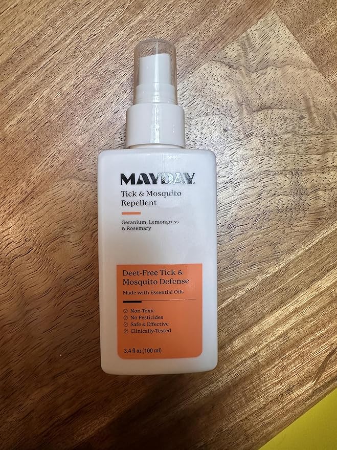Mayday Tick & Mosquito Repellent – Deet-Free with Essential Oils – Geranium, Lemongrass & Rosemary – 3.4 oz (100 ml) – Non-Toxic, No Pesticides, Safe & Effective – Mosquito and Tick Repellent
