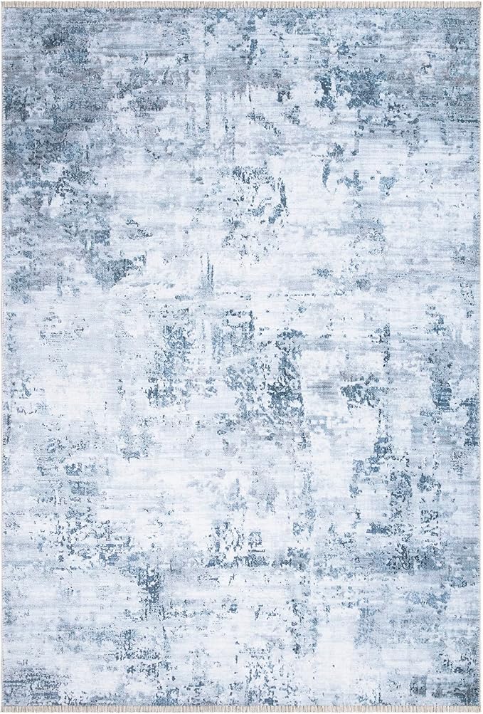 Bloom Rugs Caria Washable Non-Slip 6x9 Rug - Blue/Gray Modern Abstract Area Rug for Living Room, Bedroom, Dining Room, and Kitchen - Exact Size: 6' x 9'
