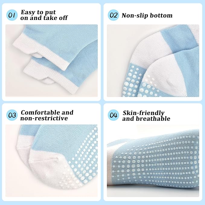 Tphon Toddler Baby Non Slip Ankle Socks with Grippers Kids Boys Girls Socks 12 Pairs for 0-7 Years Infant Children