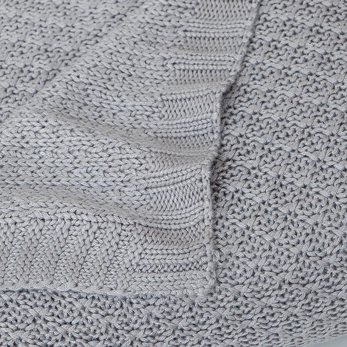 NTBAY Cable Knit Cooling Toddler Blanket, Soft and Breathable Baby Blanket 30x40 Inches Made from Rayon Derived from Bamboo for Crib, Stroller, Nursery, Sliver Grey