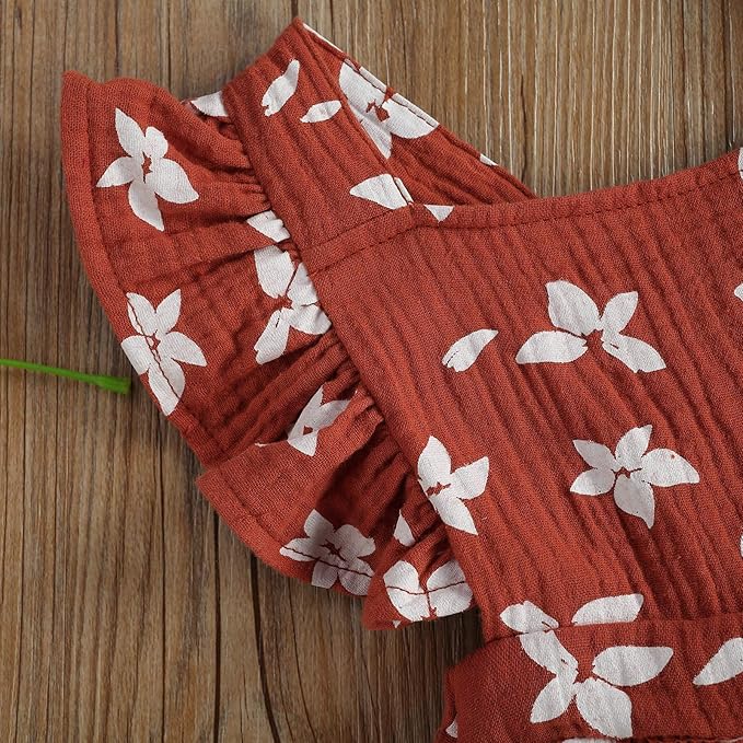 Baby Girls Floral Cotton Leotard Romper Newborn Daisy Playsuits Ruffled Sleeve Onesie Infant Jumpsuit Clothes Headband