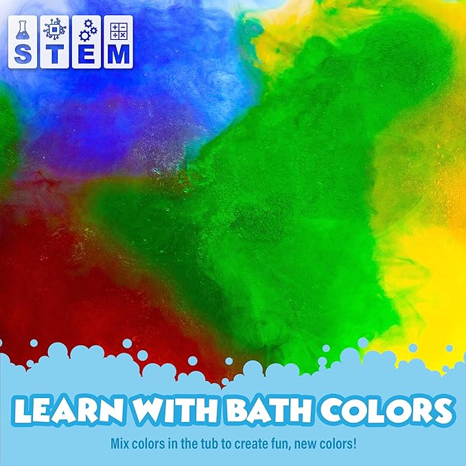Tub Works® Bath Color Fizzies, 150 Count | Nontoxic & Fragrance-Free | Fizzy, Bath Color Tablets for Kids | Create Fun Bath Colors | Water Tablets in 7 Colors for Variety | Bath Bombs for Kids Bath