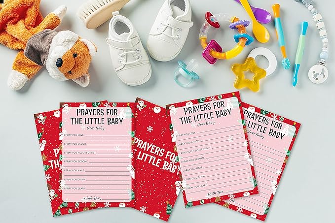 Baby Shower Game Cards, Prayers for Baby Game, Christmas Party Cards for Gender Neutral, Set of 30 Cards(Chris008)