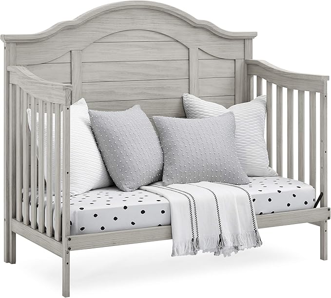 Delta Children Simmons Kids Asher 6-in-1 Convertible Crib with Toddler Rail, Rustic Mist