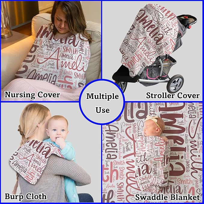 Arteaga Personalized Baby Blanket for Girls, Customized Word Art Name for Newborn, New Mom, Super Soft Plush Fleece, 30''x40'', King