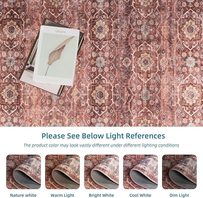 Dripex Washable Area Rug 6x9 Living Room Rug Stain & Water Resistant Foldable Thin Vintage Rugs Bedroom Rug Floor Carpet for Dining Room Kitchen Bathroom Farmhouse Office