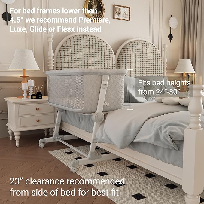 Baby Bassinets, 9 Height Adjustable Bedside Bassinet for Baby, Bedside Sleeper Bassinet with Breathable Mesh and Lockable Wheels, New Born Baby Essentials Must Haves