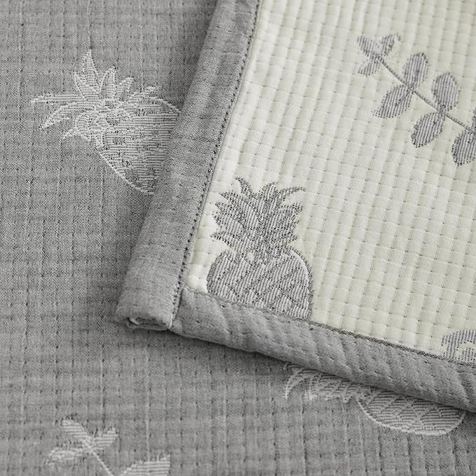 NTBAY 3 Layer Toddler Blanket, Muslin Cotton Jacquard Bed Blankets, Lightweight Thermal Baby Blanket, Super Soft and Warm Crib Blanket for All Seasons, Decoration Gift, 30"x40", Grey Pineapple