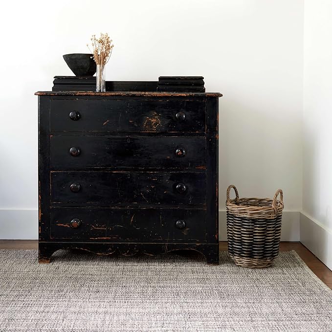 Dash and Albert Marled Cotton Area Rug - 2.5' x 8' Runner Black Solid Handwoven Accent Rug - Durable, Lightweight, High Traffic Areas Hallway, Stairs, Bedroom