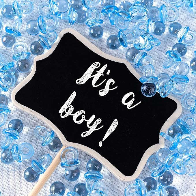 Super Z Outlet Mini Acrylic Baby Pacifiers for Baby Shower Decorations, Table Scatter, Party Favors, Games & Activities - 144 Pieces(Blue)