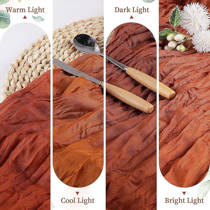 6 Pack Terracotta Cheesecloth Table Runner 10FT Long Boho Gauze Table Runner Rustic Sheer Runner for Wedding Bridal Baby Shower Birthday Party Table Decor Fall Thanksgiving Christmas Decorations